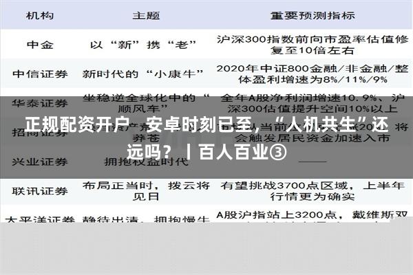 正规配资开户   安卓时刻已至，“人机共生”还远吗？丨百人百业③