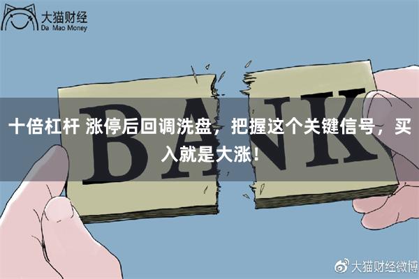 十倍杠杆 涨停后回调洗盘，把握这个关键信号，买入就是大涨！