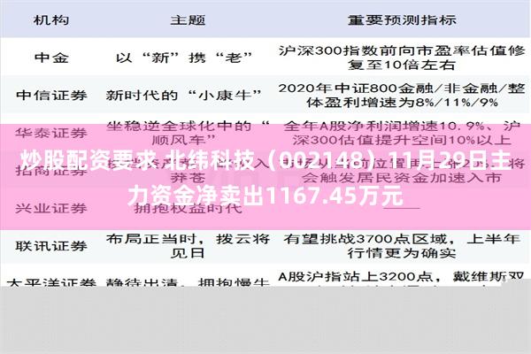 炒股配资要求 北纬科技（002148）11月29日主力资金净卖出1167.45万元